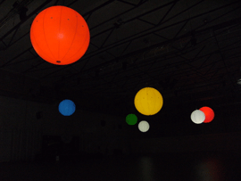 illuminated inflatable spheres globes colorful